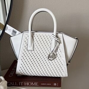 Michael Kors White Woven Satchel